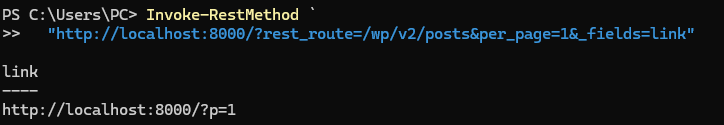 The first published post link returned through the REST API.