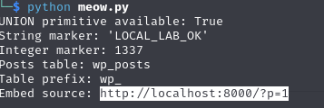The local post selected as the oEmbed source.